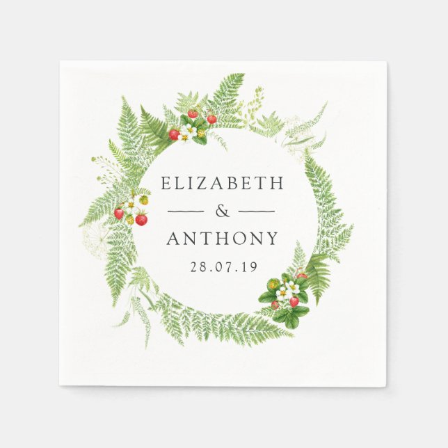 Watercolor Forest Greenery Wedding Napkins (Front)