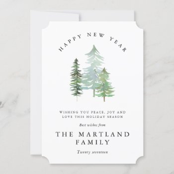 Watercolor Forest-happy New Year. Holiday Card by Stacy_Cooke_Art at Zazzle
