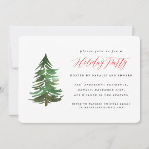 Watercolor forest Holiday party invitation.