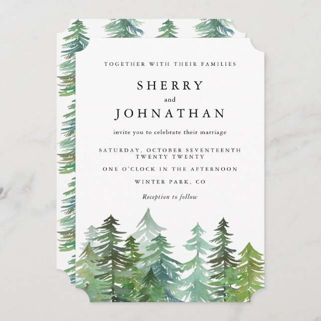 WATERCOLOR FOREST INVITATION (Front/Back)