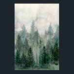 Watercolor Forest landscape foggy pine mountain Poster<br><div class="desc">Watercolor foggy forest pine print. Mountain landscape art. Nature painting misty green wood trees design. Modern Home Decor.</div>