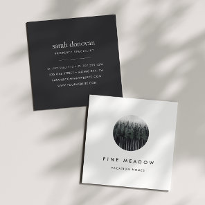 Watercolor Forest Logo Square Business Card