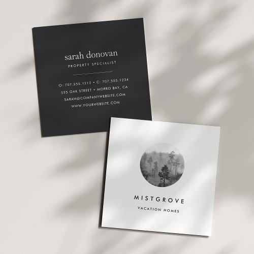 Watercolor Forest Logo Square Business Card