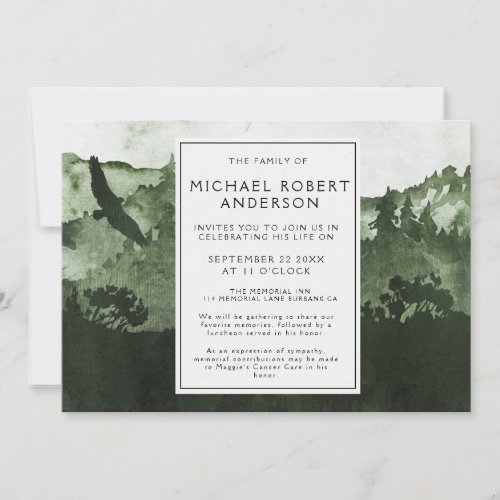 Watercolor Forest Memorial Funeral Announcement