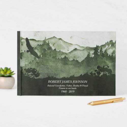 Watercolor Forest Memorial Funeral Remembrance Guest Book