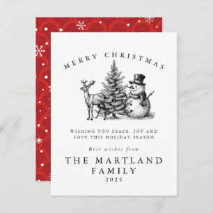Watercolor forest Merry Christmas Holiday Card