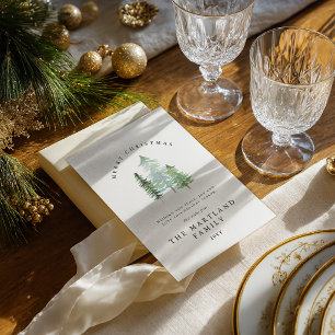 Watercolor forest Merry Christmas Holiday Card