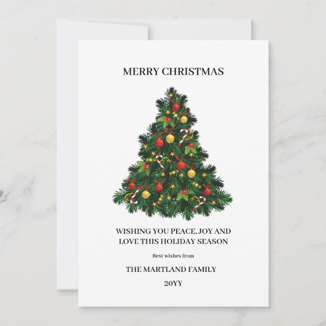 Watercolor forest Merry Christmas Holiday Card (Front)