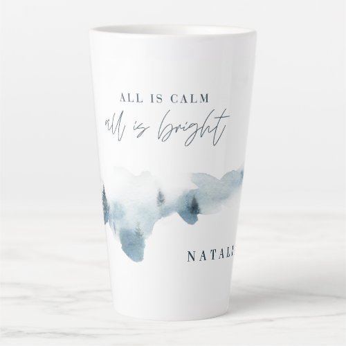 Watercolor forest minimal personalized Christmas Latte Mug