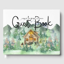 Watercolor Forest Mountain Cabin