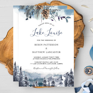 Watercolor Forest, Mountain Destination, Wedding Invitation