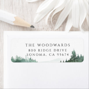 Watercolor Forest Mountain Lake  Label