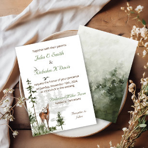 Watercolor Forest Mountain Wedding Invitation