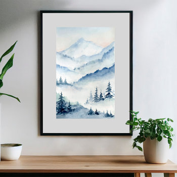 Watercolor Forest Mountains 5 Poster by steelmoment at Zazzle