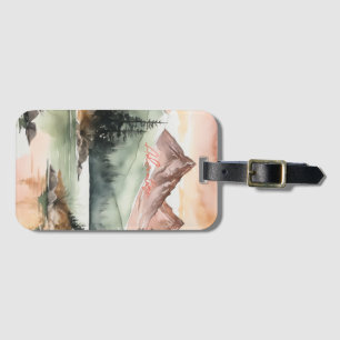 Watercolor Forest Mountains Nature Luggage Tag