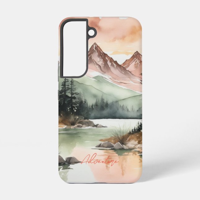 Watercolor Forest Mountains Nature Samsung Galaxy Case (Back)