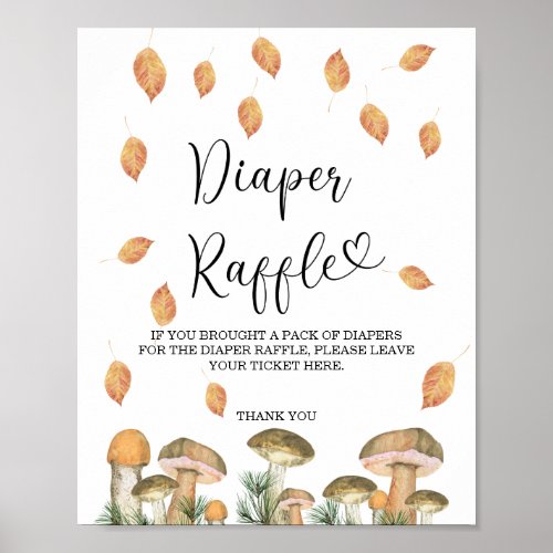 Watercolor forest mushrooms _ diaper raffle poster