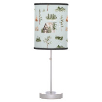 Watercolor Forest Nature Kids Nursery Table Lamp