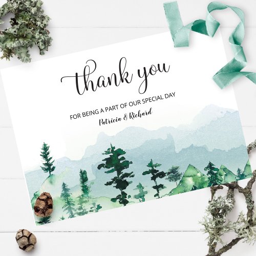 Watercolor Forest Outdoor Wedding Thank You
