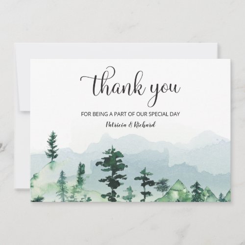 Watercolor Forest Outdoor Wedding Thank You Invitation