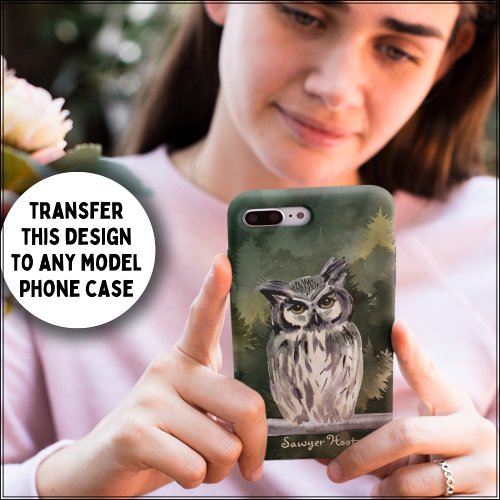 Watercolor forest owl phone case snowy owl iPhone 13 case