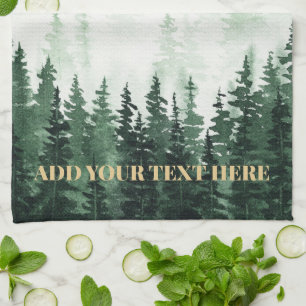 Watercolor Forest Painting Personalized Kitchen Towel