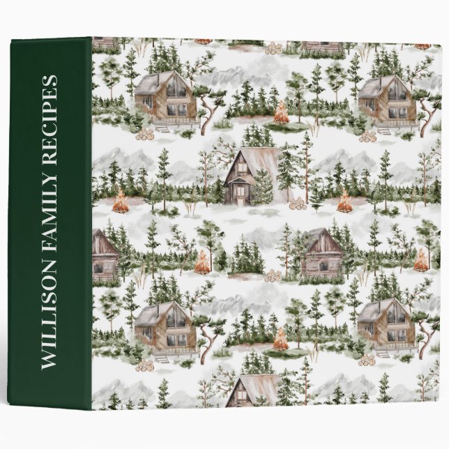Watercolor Forest Pattern 3 Ring Binder (Front/Spine)