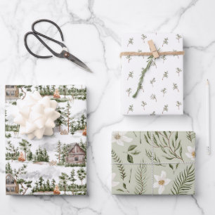 Watercolor Forest Pattern Wrapping Paper Sheets