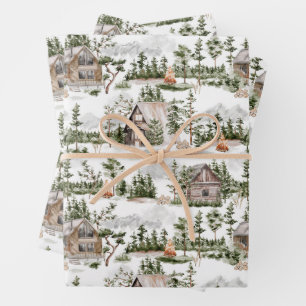 Watercolor Forest Pattern Wrapping Paper Sheets