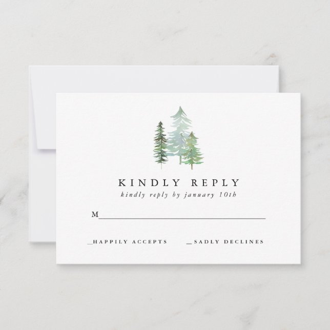 Watercolor forest reply card (Front)