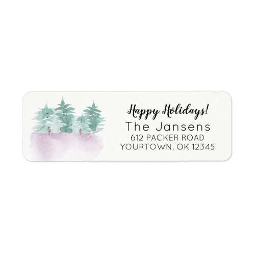 Watercolor Forest Return Address Labels Holiday