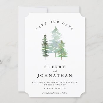 Watercolor Forest Save The Date by Stacy_Cooke_Art at Zazzle