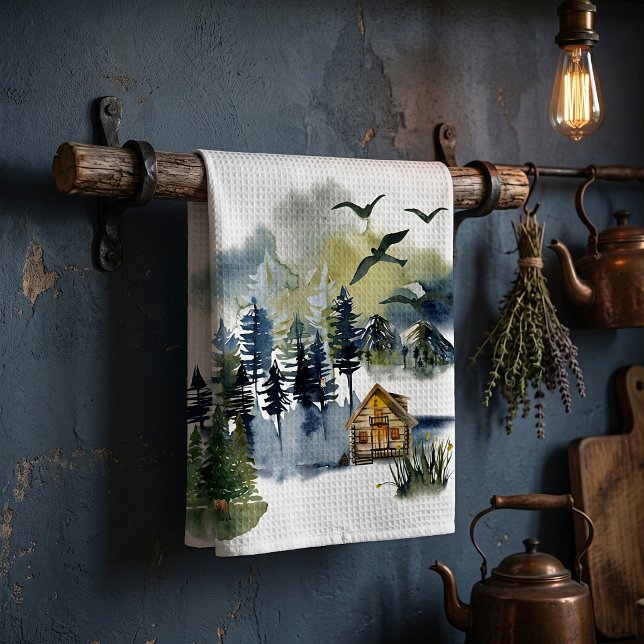 Watercolor forest scene kitchen towel (Creator Uploaded)
