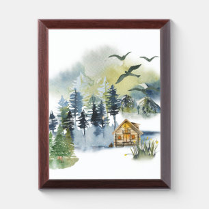 Watercolor forest scene Plaque
