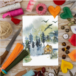 Watercolor forest scene scrapbook background