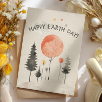 Watercolor Forest Scenery Happy Earth Day