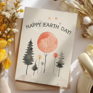 Watercolor Forest Scenery Happy Earth Day Holiday Card