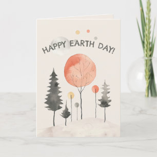 Watercolor Forest Scenery Happy Earth Day Holiday Card