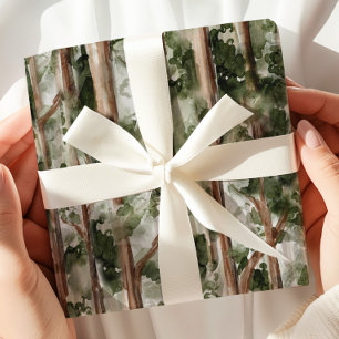 Watercolor Forest Tree Wrapping Paper