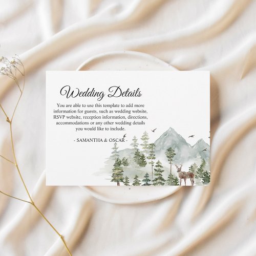 Watercolor Forest  Trees And Deer  Enclosure Card