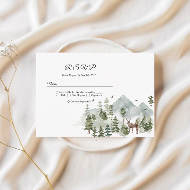 Watercolor Forest | Trees And Deer  Enclosure Card (Creator Uploaded)