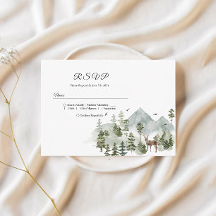 Watercolor Forest Trees And Deer Enclosure Card