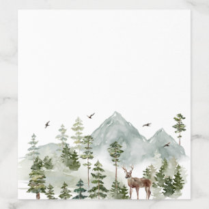 Watercolor Forest Trees And Deer Envelope Liner