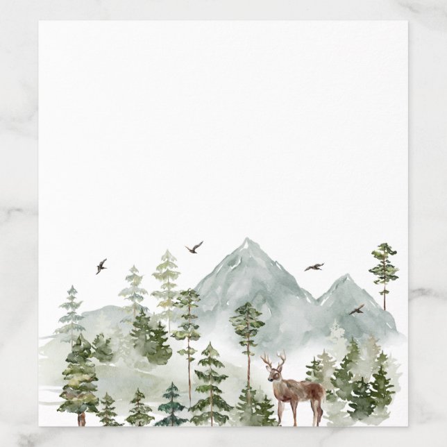 Watercolor Forest | Trees And Deer  Envelope Liner (Design)