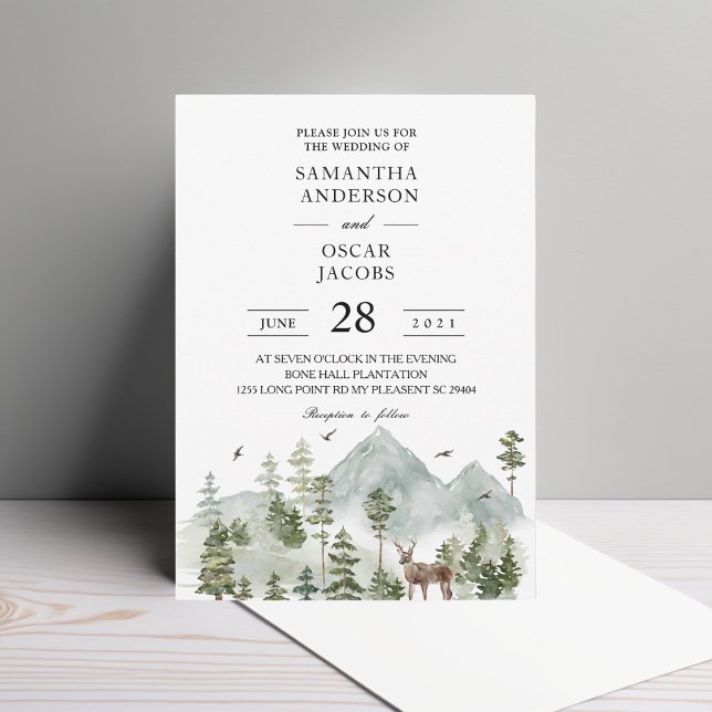 Watercolor Forest | Trees And Deer |  Invitation (Creator Uploaded)