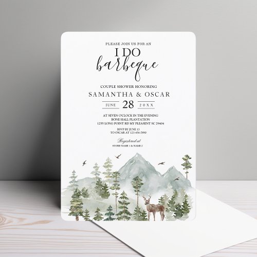 Watercolor Forest  Trees And Deer   Invitation