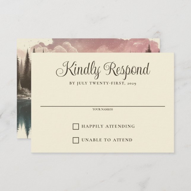 Watercolor Forest Wedding RSVP Card (Front/Back)