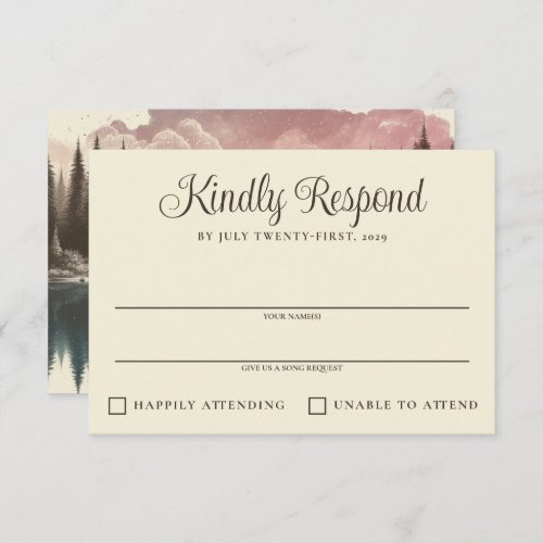 Watercolor Forest Wedding RSVP Card