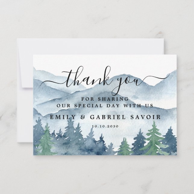 Watercolor Forest Wedding Thank You (Front)