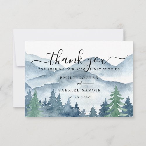 Watercolor Forest Wedding Thank You Card